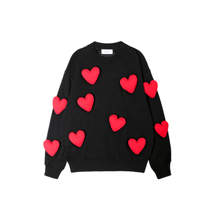 SQQZ PROJECT 满身爱心 原创立体塞棉 秋冬480G圆领卫衣情侣同款