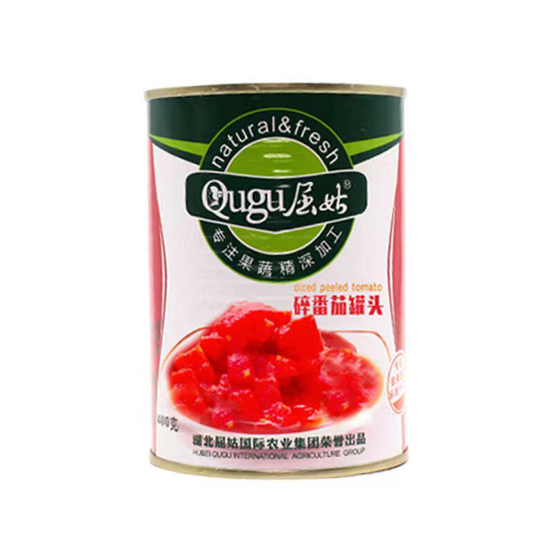 屈姑碎番茄罐头去皮即食西红柿烘焙烹饪披萨浓汤餐馆学校孕妇学生