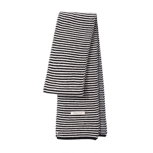 定制款~韩系黑白细条纹围巾女秋冬氛围感针织毛线小围脖百搭护颈