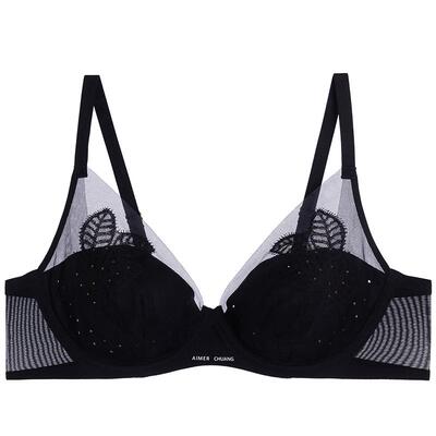 AIMER CHUANG素纹2内衣女轻薄模杯大罩杯大胸显小文胸春夏
