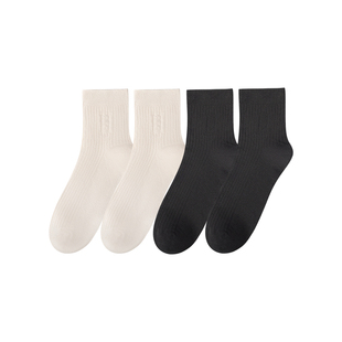 梦娜袜子女春秋100%全棉短袜亲肤高弹时尚休闲百搭中筒袜纯棉女袜