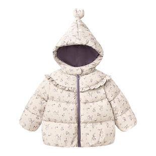 迷你巴拉巴拉女童三防羽绒服2025冬季新款女孩甜美碎花可爱厚外套