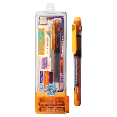 得力六边形战士脉冲尖兵儿童学生钢笔小学生专用四年级高颜值科技感书写练字易水洗钢笔墨囊可替换初学者练字