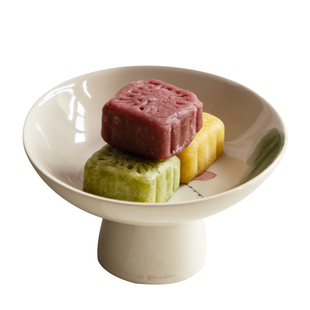 复古中式禅意糕点盘高足小号精致茶点盘简约高脚点心盘家用干果碟