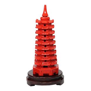 中式红色朱砂13层文昌塔家居吉祥摆件九层文峰塔书房风水用品摆设