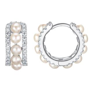 APM Monaco双圈镶嵌珍珠小耳环耳钉女轻奢小众生日礼物