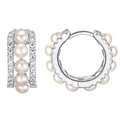 apmmonaco双圈镶嵌珍珠小耳环