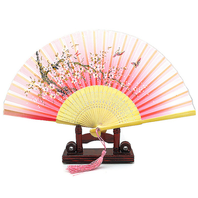 中国风印花折扇折叠扇绫绢竹小扇