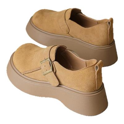 达芙妮真皮勃肯鞋女厚底增高单鞋