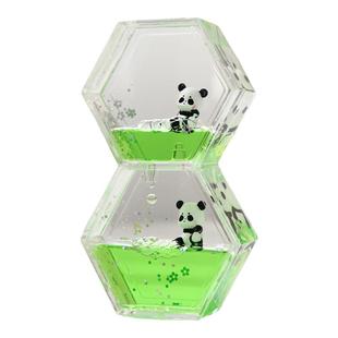 可爱熊猫油漏小摆件治愈解压情绪稳定沙漏创意流沙计时器六一礼物