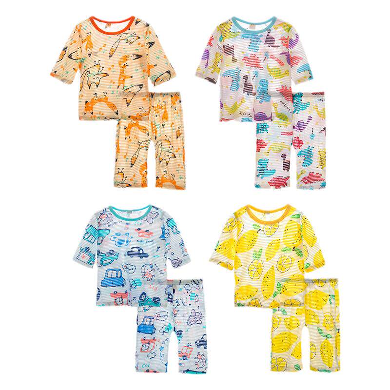 男童睡衣夏季薄款纯棉儿童家居服宝宝空调服女童居家套装断码特价