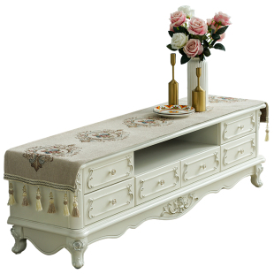 欧式电视柜桌布布艺五斗柜橱柜米色鞋柜垫子盖布盖巾防尘罩台布