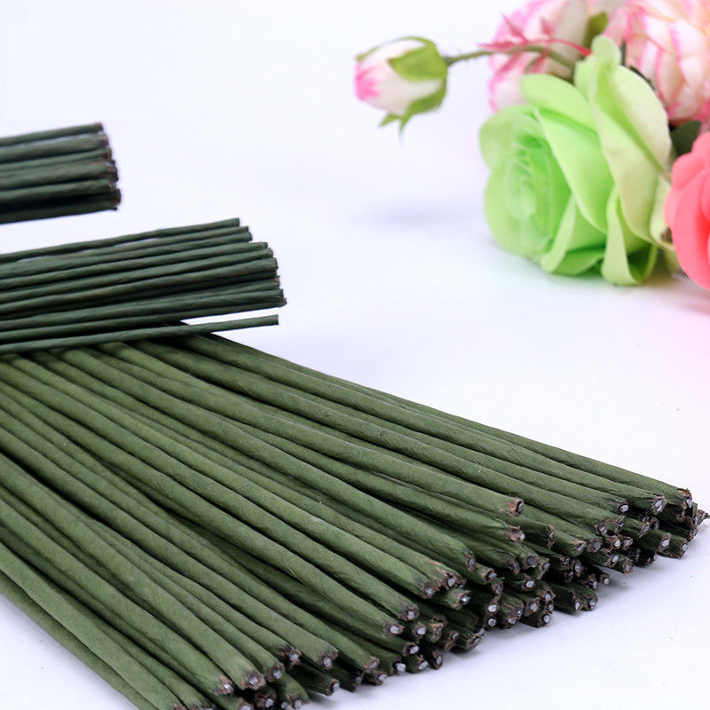 2号3号纸包玫瑰花杆东篱花材料4/5/8号绿花杆手工DIY牡丹咖啡花杆