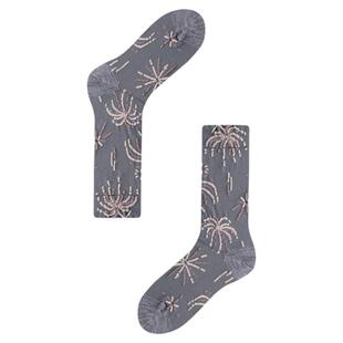 AR亮光丝烟花中筒袜女玛丽珍袜复古浮雕花纹无骨袜新年秋冬袜子棉