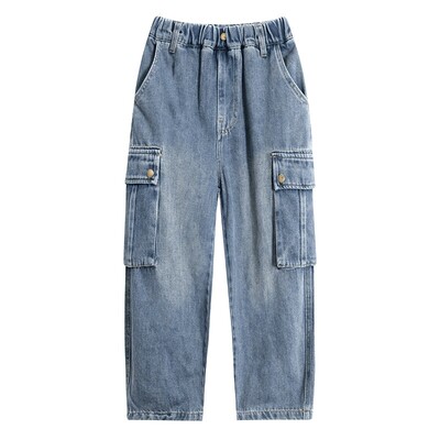 不易褪色直筒宽松工装软牛仔长裤