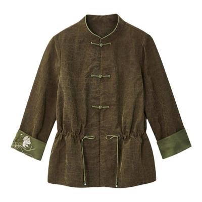 布小匠新中式龟裂纹香云纱外套