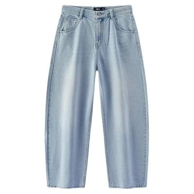 森马含莱赛尔宽松弯刀牛仔裤女