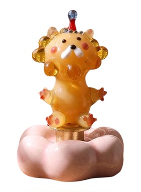 小狮子琉璃工艺品转转乐摆件