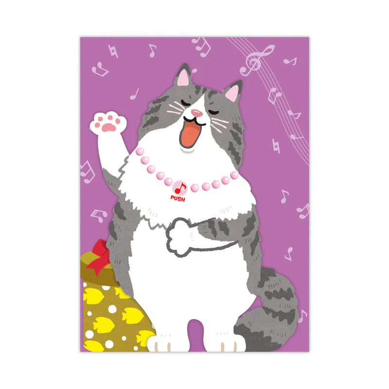 日本代购现货猫咪立体音乐贺卡生日祝福卡片宠物纪念创意设计礼品