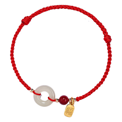 普陀山和田玉平安扣编织手绳