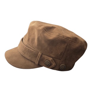 高品质老钱风复古时髦麂皮绒平顶报童帽秋冬显脸小马术帽鸭舌帽子