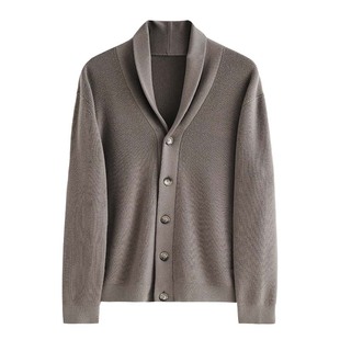 意式老钱绅士 轻盈保暖塔斯马尼亚羊毛青果领针织开衫外套 DAZ749