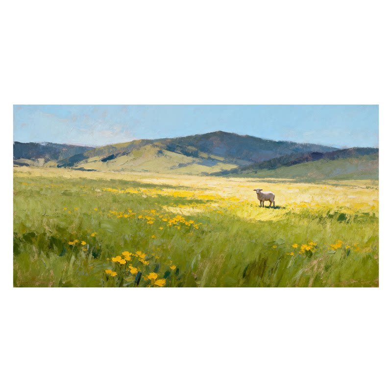 可班艺术纯手绘油画草原风景挂画