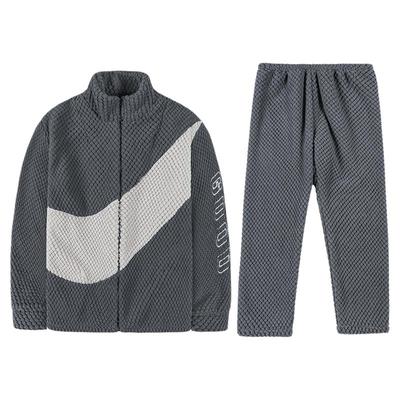 法兰绒家居服加绒加厚新款男士