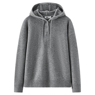 商场同款|森柔森马毛衣女冬季连帽卫衣外套2025新款简约百搭毛衫