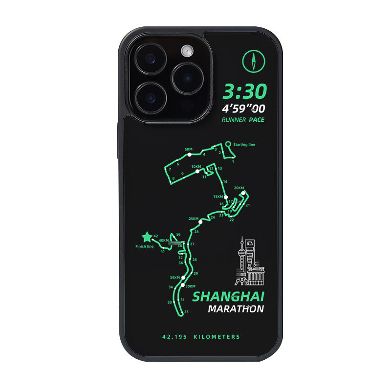 马拉松记录路线图磨砂防摔手机壳