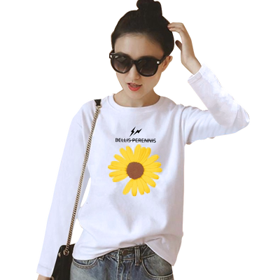 纯棉白色打底衫女长袖内搭宽松