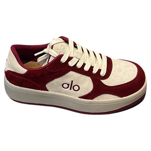 拼色显脚小~复古真皮厚底板鞋女2025秋季新款时尚百搭红色休闲鞋