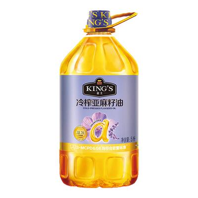 金龙鱼金士king's冷榨亚麻籽油5L低温压榨食用油