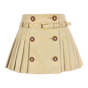 【杨超越同款】lefame拉飞姆2025秋季新款卡其色高腰A版百褶短裙