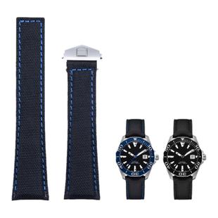 代用TAG Heuer泰格豪雅防水尼龙真皮手表带竞潜卡莱拉摩洛哥22mm