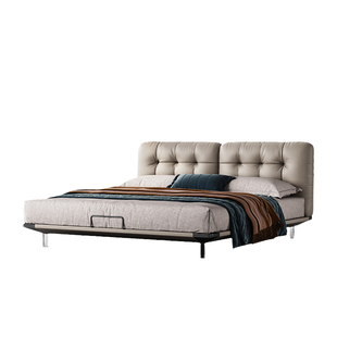 诚骏云朵床现代简约轻奢高级感真皮床别墅卧室意式极简头层牛皮床