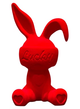 轻奢高定植物绒俏皮兔摆件