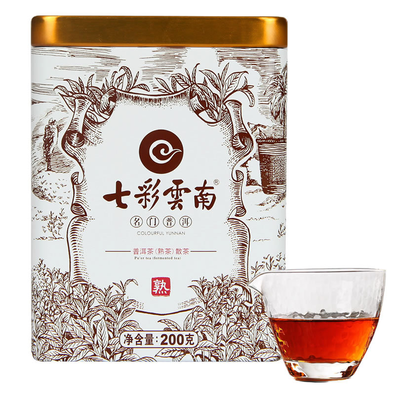 七彩云南名门普洱200克南糯山古树茶熟茶 正品庆沣祥特级散茶