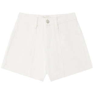 Halo Luu 高级感白色牛仔短裤女夏季2026新款宽松休闲直筒阔腿裤