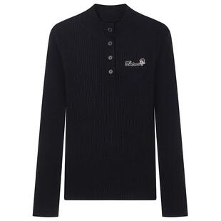 TeenieWeenie小熊奥莱女装冬装修身毛针织打底衫黑色中领毛衣上衣