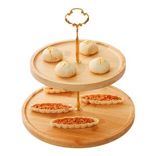 双层果盘木质下午茶餐具点心架糕点摆盘糖果零食茶点盘多层蛋糕架