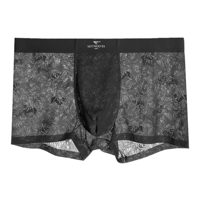 七匹狼超薄内裤性感男士黑丝短裤