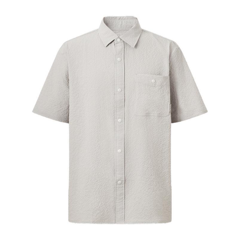GOLDEN BEAR/金熊2026夏季新品男士休闲简约微泡方格短袖衬衫外套