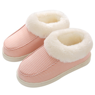 加厚底加绒毛棉拖鞋女男士家居家用室内外穿防滑月子全包跟秋冬季
