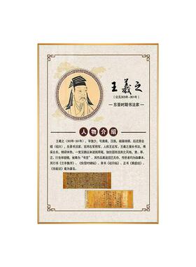 书法家简介挂画毛笔硬笔少儿写字培训装饰画培训班墙面布置壁挂图