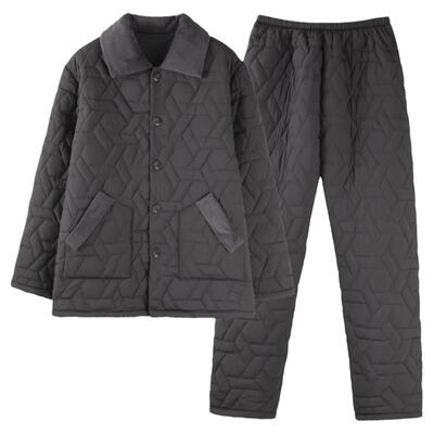 睡衣男士冬季羽绒夹棉家居服