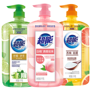 超能洗洁精白桃食品家用级大桶实惠装果蔬洗涤剂灵官方正品旗舰店