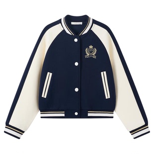 英氏女童棒球服外套2026春秋新款儿童学院风百搭款时尚百褶裙套装