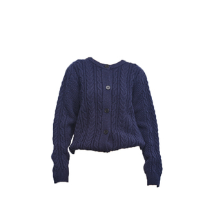 Hua'erDuo'er秋冬新款老钱风纽花圆领针织开衫长袖休闲时尚外套女