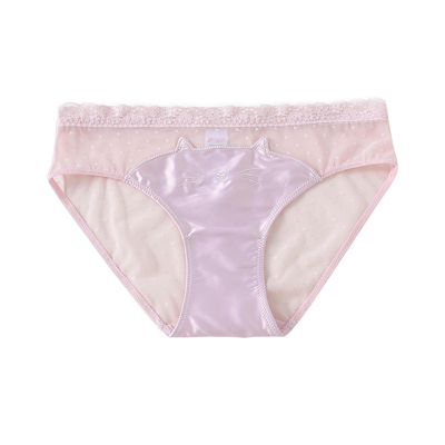 68内裤缎面网纱可爱猫咪女士底裤